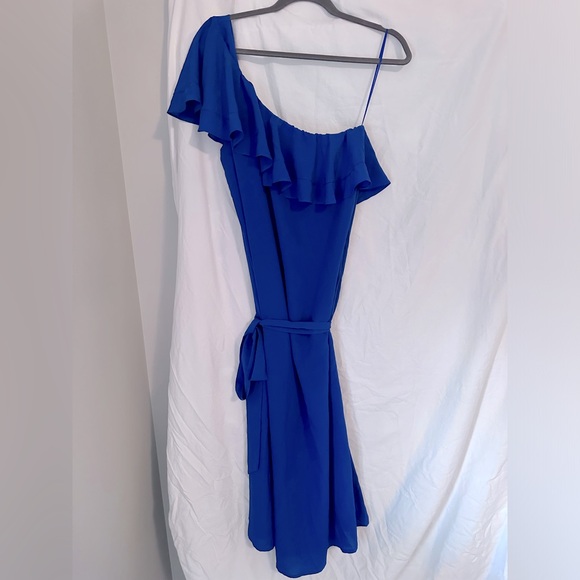 Banana Republic Dresses & Skirts - Banana republic long dress XL tall. silk, cobalt blue, one shoulder stunner!